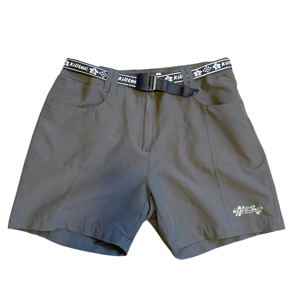 Y2K Killtec Gray Hiking‎ Shorts Belted 10 Outdoors Summer Granola Gorpcore Retro